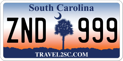 SC license plate ZND999