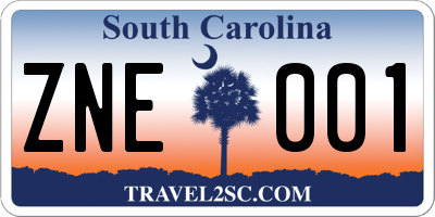 SC license plate ZNE001