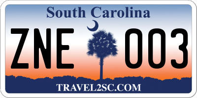 SC license plate ZNE003