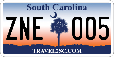 SC license plate ZNE005