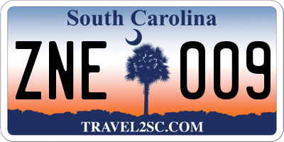 SC license plate ZNE009