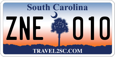 SC license plate ZNE010