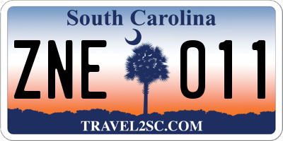 SC license plate ZNE011