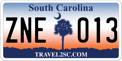 SC license plate ZNE013