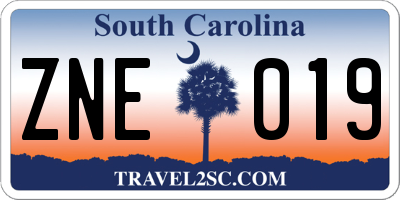 SC license plate ZNE019