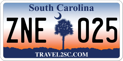 SC license plate ZNE025