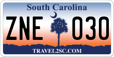 SC license plate ZNE030