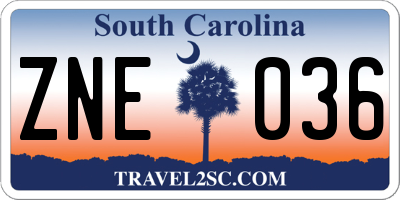 SC license plate ZNE036