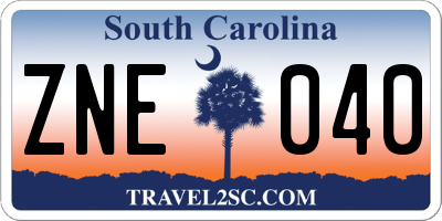 SC license plate ZNE040
