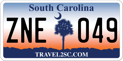 SC license plate ZNE049