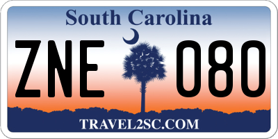SC license plate ZNE080