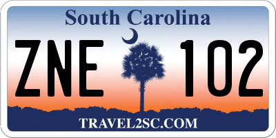 SC license plate ZNE102