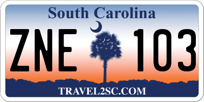 SC license plate ZNE103