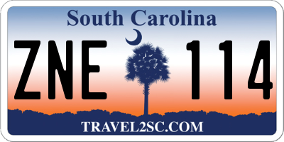 SC license plate ZNE114