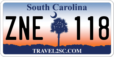 SC license plate ZNE118