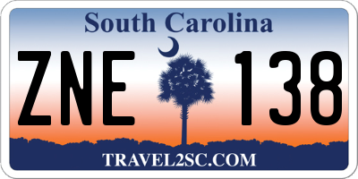 SC license plate ZNE138