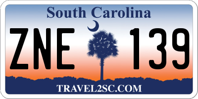 SC license plate ZNE139