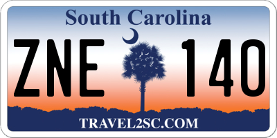 SC license plate ZNE140