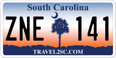 SC license plate ZNE141