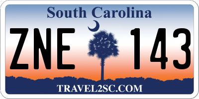 SC license plate ZNE143