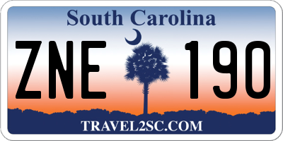 SC license plate ZNE190