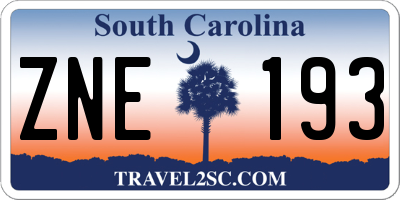 SC license plate ZNE193