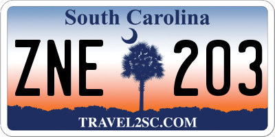 SC license plate ZNE203
