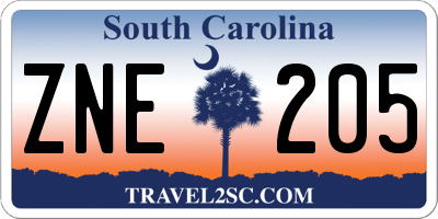 SC license plate ZNE205