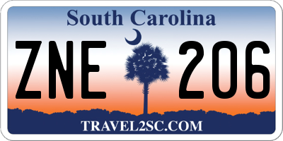 SC license plate ZNE206