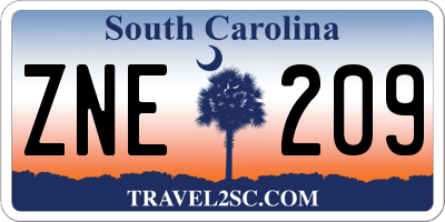 SC license plate ZNE209