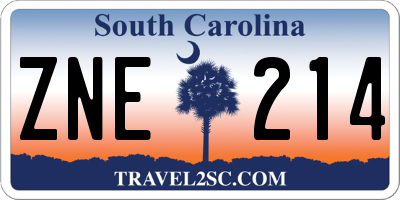 SC license plate ZNE214