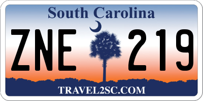 SC license plate ZNE219