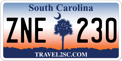 SC license plate ZNE230