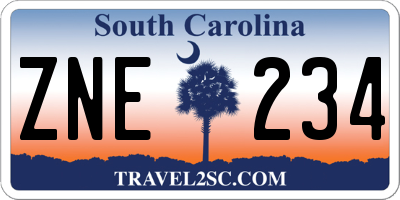 SC license plate ZNE234