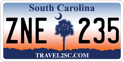 SC license plate ZNE235
