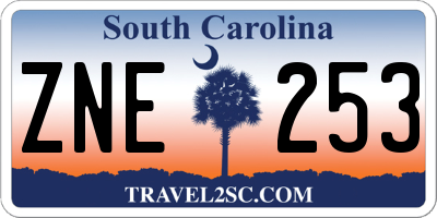SC license plate ZNE253