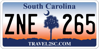 SC license plate ZNE265