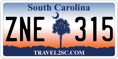 SC license plate ZNE315