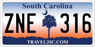 SC license plate ZNE316