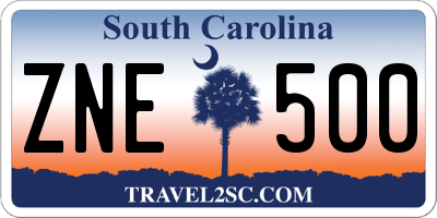 SC license plate ZNE500
