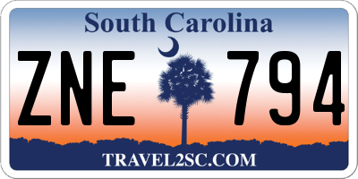 SC license plate ZNE794