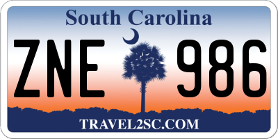 SC license plate ZNE986