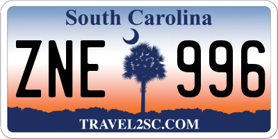 SC license plate ZNE996