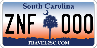 SC license plate ZNF000