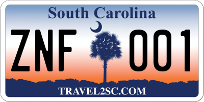 SC license plate ZNF001