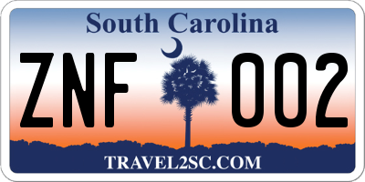 SC license plate ZNF002
