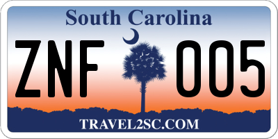 SC license plate ZNF005