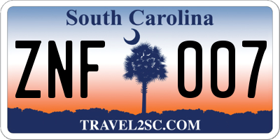 SC license plate ZNF007