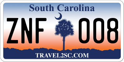 SC license plate ZNF008