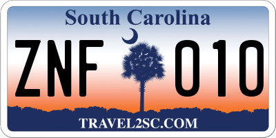 SC license plate ZNF010